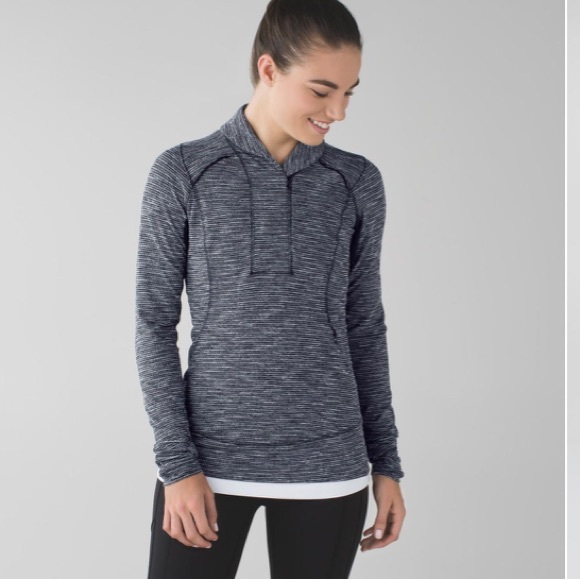 Lululemon Think Fast Pullover Coco Pique Black / Black - Picture 2 of 16